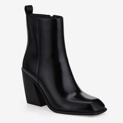 Tuhoomall Chunky Heeled Ankle Boots for Women, Solid Color, High Ankle Design, Zipper Closure, Work and Casual Versatility, 9.5 cm Heel Tuhoomall