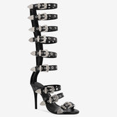 Tuhoomall High Heel Sandals for Parties & Events, Open Toe Design with Adjustable Buckle, Summer Fashion Knee-High Boots, Rubber Sole, Stylish Performance Footwear Tuhoomall