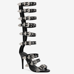 Tuhoomall High Heel Sandals for Parties & Events, Open Toe Design with Adjustable Buckle, Summer Fashion Knee-High Boots, Rubber Sole, Stylish Performance Footwear Tuhoomall