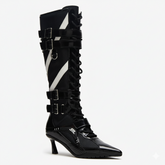 Tuhoomall Knee High Comfort Boots With Adjustable Buckles And Stylish Zippers For Dancing And Party Events Tuhoomall