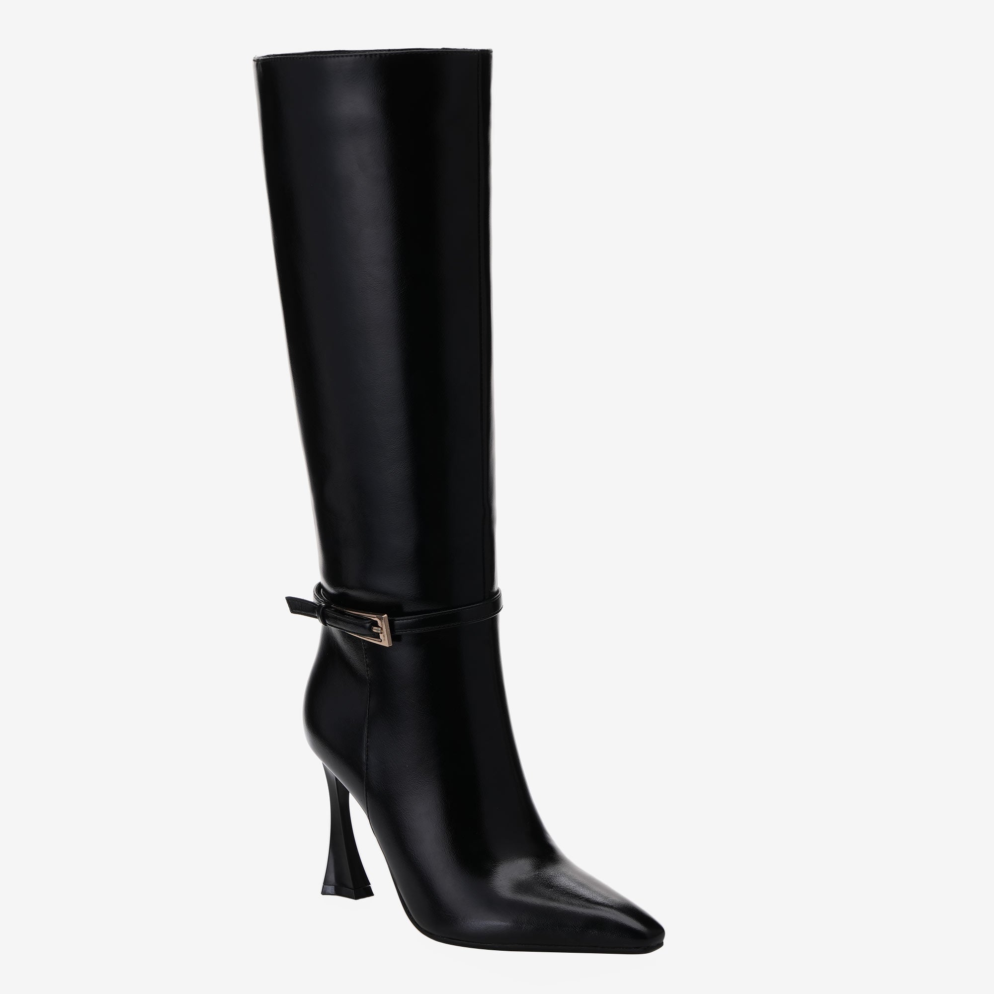 Tuhoomall Knee High Fashion Boots, Pointed Toe Design, Irregular High Heel, Adjustable Buckle for Parties and Casual Outings Tuhoomall