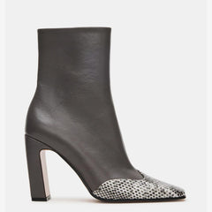 Tuhoomall Fashion Casual Ankle Boots with Chunky Heel, Zip Closure, Snake Pattern for Everyday and Work Wear, Stylish Short Boots