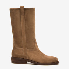 Tuhoomall Fashion Casual Boots for Women - Low Chunky Heel, Round Toe, Slip-On, Solid Color - Versatile for All Seasons