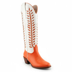 Tuhoomall Western Mid Calf Boots for Women, Embroidered Vegan Leather, Casual Chunky Heel, Spring Autumn Winter Fashion Tuhoomall