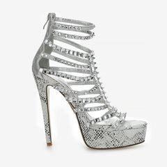 Tuhoomall High Heels Sandals With Open Toe, Rhinestone Embellishments, Classic For Parties And Performances, Stylish Retro Design, 14cm Stiletto Heel