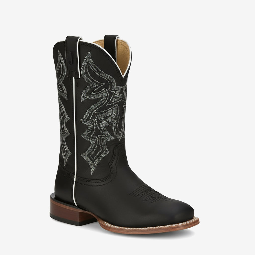 Tuhoomall Western Cowboy Boots for Women, Floral Embroidery, Stylish Casual Mid-Calf, Comfortable Chunky Heel, All-Season Wear Tuhoomall