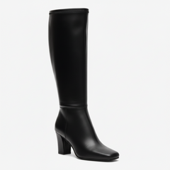 Tuhoomall Fashion Casual Boots for Women, Mid Calf, Square Toe, Chunky Heel, Zipper Closure, Solid Color, Snake Print PU, All Season Wear Tuhoomall