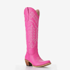 Tuhoomall Western Cowgirl Boots for Women, Chunky Heel, Zipper Closure, Stylish Embroidered, Mid-Calf Design for Casual and Fashionable Looks Tuhoomall