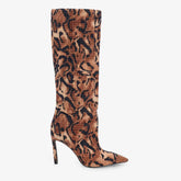 Tuhoomall High Boots with Rhinestone Animal Print, Sparkling High Heel Stiletto, Comfortable Slip-On for Parties and Casual Events Tuhoomall
