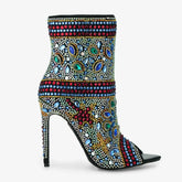 Tuhoomall Stylish Women’s Ankle Boots with Rhinestones, Peep Toe, High Heel for Parties,Trendy and Elegant Tuhoomall