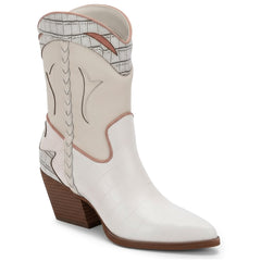 Tuhoomall Floral Ankle Cowboy Boots for Women, Low Chunky Heel 2.75 in, Elegant Vegan Leather, Perfect for Casual and Formal Occasions