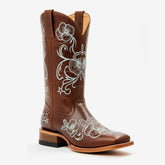 Tuhoomall Western Style Vintage Embroidered Cowboy Boots for Women, Casual Ankle Length, Chunky Heel, Slip-On Design, Perfect for Spring, Autumn, and Winter Tuhoomall