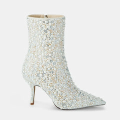 Tuhoomall Sparkling Rhinestone Pointed Toe Ankle Boots for Party, Wedding or Performance - 9cm High Heel, Zipper Closure, Trendy Design Tuhoomall