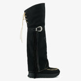 Tuhoomall Waterproof Over-The-Knee Flat Boots, Comfortable Thick Sole with Tassels, Stylish Bohemian Design for Casual Parties Tuhoomall