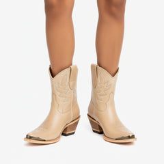 Tuhoomall Western Cowboy Ankle Boots for Women, Vintage Floral Embroidered High Ankle Heeled Booties, Casual Retro Fashion, Easy Slip-On Design