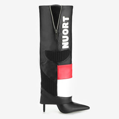 Tuhoomall Over-The-Knee Fashion Boots for Women, High Heels with Chain Detail, Stylish Casual Performance Footwear