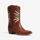 Tuhoomall Western Cowboy Ankle Boots for Women, Stylish Travel and Outdoor Short Booties, Floral Embroidery and Studded Design, Comfortable Chunky Heel