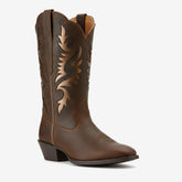 Tuhoomall Vintage Western Women's Boots, Retro Floral Mid-Calf Chunky Heel, Slip-On Design for Outdoor Adventures, Stylish Distressed Pattern Tuhoomall