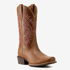 Tuhoomall Western Floral Embroidered Mid-Heel Cowboy Boots for Women, Stylish Casual Footwear for All Seasons