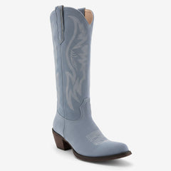 Tuhoomall Western Embroidered Pointed Toe Chunky Heel Slip-On Mid Calf Boots for Women, Retro Casual Style, Perfect for Weddings and Everyday Wear Tuhoomall