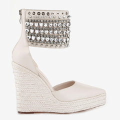 Tuhoomall Wedge Espadrille Sandals with Rhinestones and Zipper Closure for Bohemian Style Summer Travel