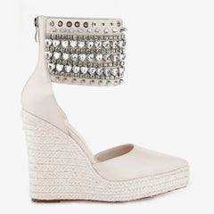 Tuhoomall Wedge Espadrille Sandals with Rhinestones and Zipper Closure for Bohemian Style Summer Travel Tuhoomall