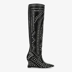 Tuhoomall Over-The-Knee Boots For Women, Stylish Wedge Heel With Zipper Closure, Perfect For Parties And Fashionable Casual Outfits Tuhoomall