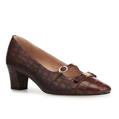 Tuhoomall Checkered Mid-Heel Sandals for Women, Comfortable Closed-Toe Design, Adjustable Buckle, 5cm Chunky Heel, Stylish Footwear for Work and Formal Occasions