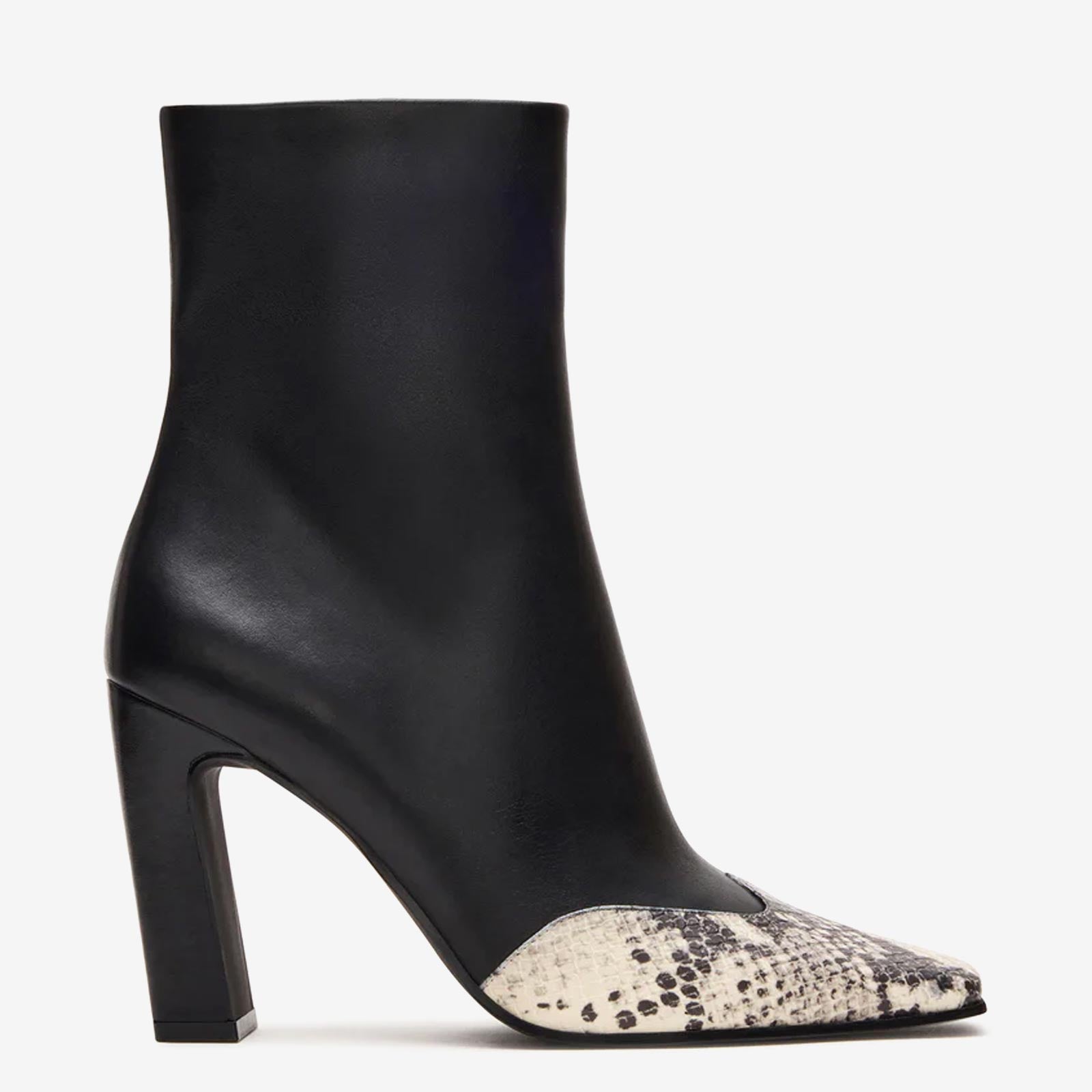Tuhoomall Fashion Casual Ankle Boots with Chunky Heel, Zip Closure, Snake Pattern for Everyday and Work Wear, Stylish Short Boots Tuhoomall