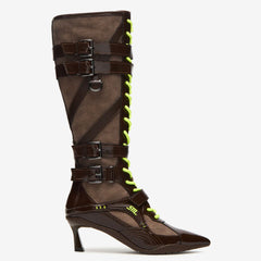 Tuhoomall Knee High Comfort Boots With Adjustable Buckles And Stylish Zippers For Dancing And Party Events