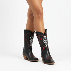 Tuhoomall Western Style Women's Cowboy Boots, Embroidered Ankle Booties for Travel, Outdoor Fashion, Parties, and Casual Wear