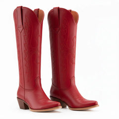 Tuhoomall Womens Cowgirl Boots Fashion Over the Knee Boots With Classic Embroidery Tuhoomall