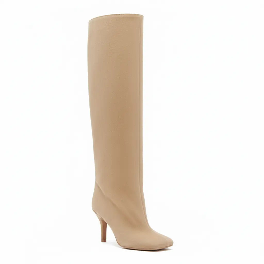 Tuhoomall Knee High Boots For Women, Slip-On Chunky Heel, Casual Style, Luxurious Synthetic Leather, Perfect For Spring, Autumn And Winter Tuhoomall