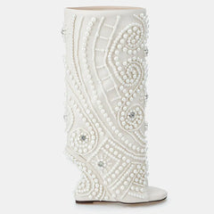 Tuhoomall Wedge Heel Floral Peep-Toe Ankle Boots with Rhinestone Accents for Parties and Performances Tuhoomall