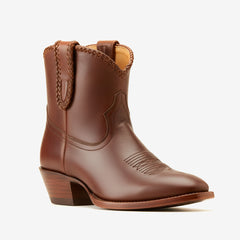 Tuhoomall Comfortable Western Style Ankle Boots for Women, Casual Workwear, Round Toe, Chunky Heel, Seasonless, Woven Colorblock Design