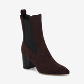 Tuhoomall Stylish Women's Chunky Heel Ankle Booties, Elastic Suede, High Ankle Design for Casual and Work Occasions, Classic Solid Color