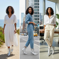 Tuhoomall Stylish Women's Ankle Boots with Zipper, Fringe and Studs for Parties and Casual Outings, Comfortable 3.55 Inch High Heels