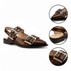 Tuhoomall Comfortable Low Heel Platform Shoes with Adjustable Metal Buckle for Casual and Office Use, Ideal for All-Season Wear
