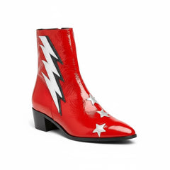 Tuhoomall Pointed-Toe Chunky Heel Ankle Booties with Zipper Closure - Fashionable Floral Applique Design for Parties and Everyday Wear