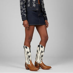 Tuhoomall Western Style Mid Calf Boots With Floral Embroidery - Casual Fashion Footwear For Travel And Parties, 2.00 In Heel, Snip Toe Design