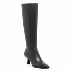 Tuhoomall Fashion Women's Mid-Heel Fashion Boots, Comfortable Pointed Toe Zipper Booties for Professional and Casual Wear, Classic Solid Color Design