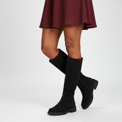 Tuhoomall Fashion Comfort Knee High Boots for Women - Low Heel Zipper Closure, Stylish for Office and Travel, Timeless Solid Color Design