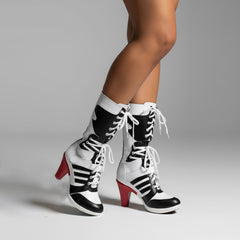 Tuhoomall Comfortable Mid Calf Boots with Adjustable Straps for All-Day Fashion and Dance Performances