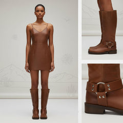 Tuhoomall Stylish Knee High Boots For Women | Comfortable Chunky Heel | Everyday Casual & Travel Use | Solid Color With Metallic Buckle