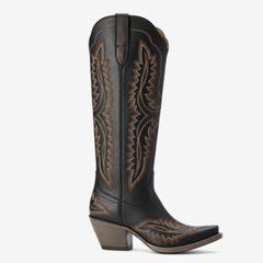 Tuhoomall Western Over-the-Knee Boots for Women, Floral Embroidered Chunky Heel, Comfortable Slip-On, Stylish for Travel and Outdoor Fashion