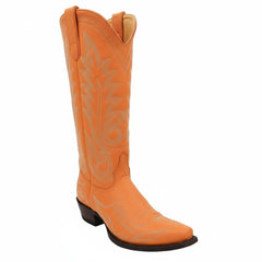 Tuhoomall Western Cowgirl Knee-High Boots, Chunky Heel, Embroidered Floral Design, Slip-On Style for Parties and Casual Outings