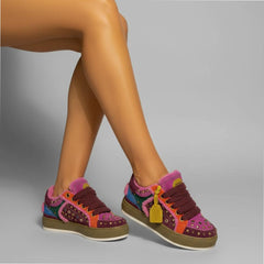 Tuhoomall Comfortable Flat Shoes For Women - Stylish Geometric Patterns, Perfect For Travel And Outdoor Activities, Featuring Removable Straps And Decorative Studs