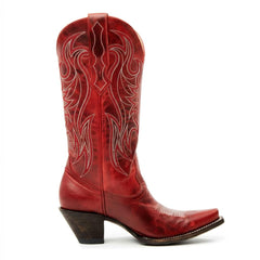 Tuhoomall Retro Embroidered Slip-On Mid Calf Chunky Heel Boots for Party Performance Tuhoomall