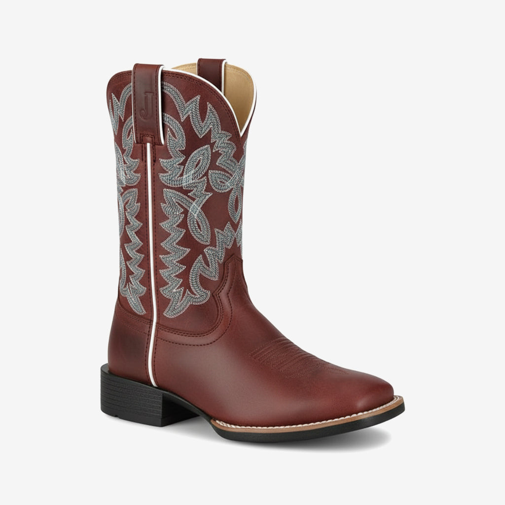 Tuhoomall Western Cowboy Boots for Women, Comfortable Floral Embroidery, Chunky Heel, Slip-On Mid-Calf Booties for Fashionable Casual Wear Tuhoomall