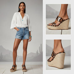 Tuhoomall Comfortable Platform Wedge Sandals for Women - 10.5cm Heel, Open-Toe Design, Fashionable Summer Style with PVC and Rubber Materials